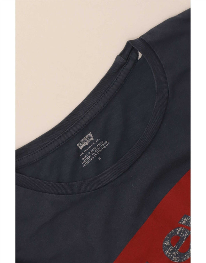 T-shirt grafica da donna Levi's Top UK 12 medio blu navy