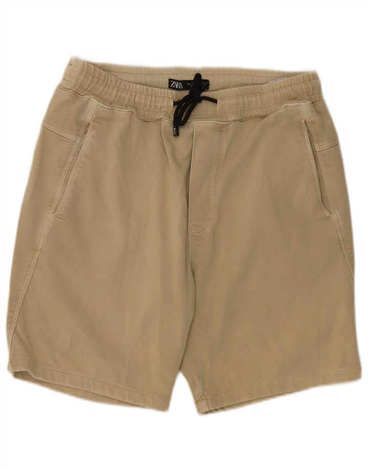 Pantaloncini sportivi da uomo Zara grandi in cotone beige