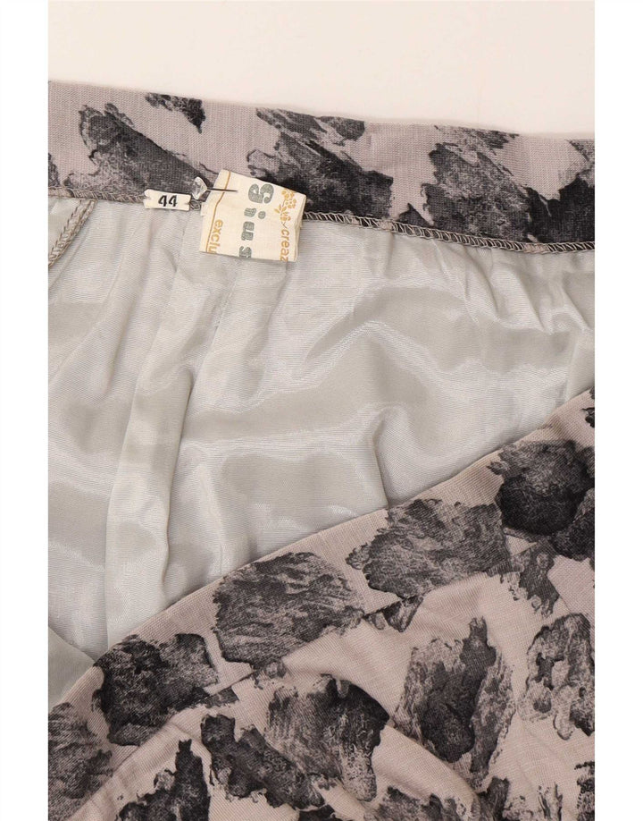 Gonna a trapezio vintage da donna con motivo astratto IT 44 medio W28 grigio
