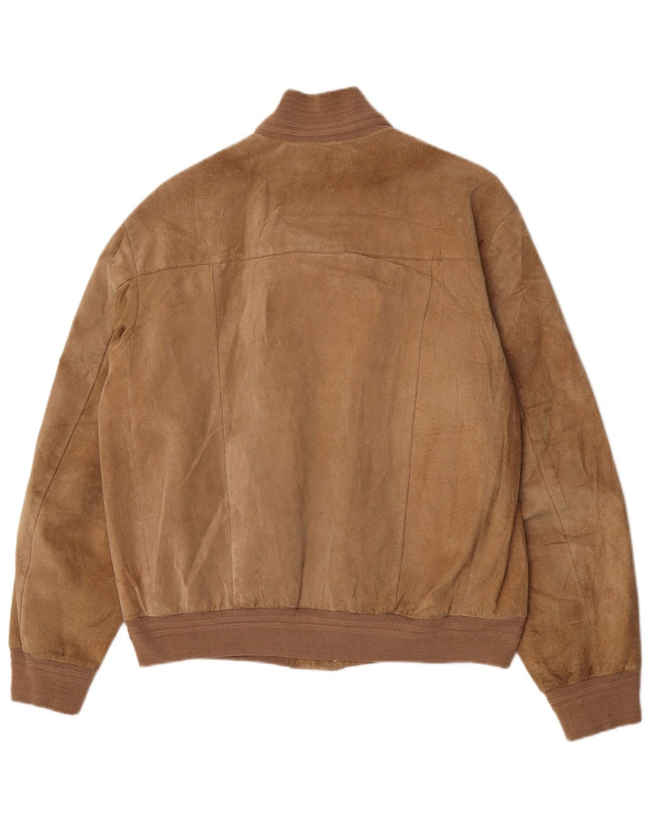 Giubbotto bomber in pelle scamosciata vintage da uomo EU 48 in pelle beige media