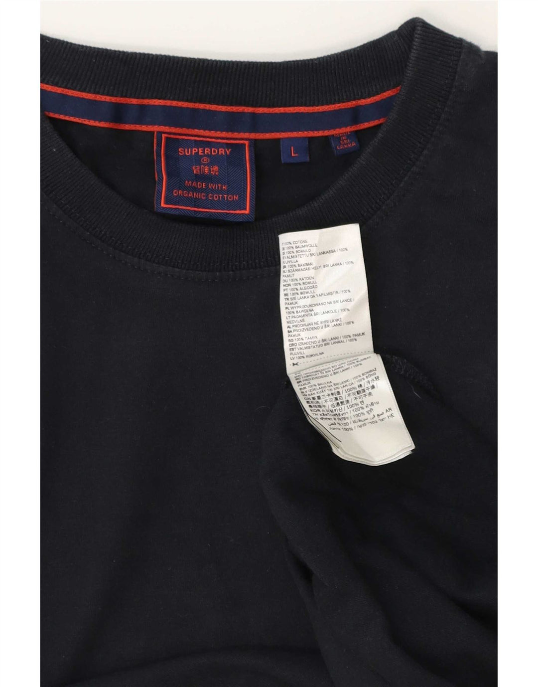 T-shirt da uomo Superdry Top Large in cotone blu navy