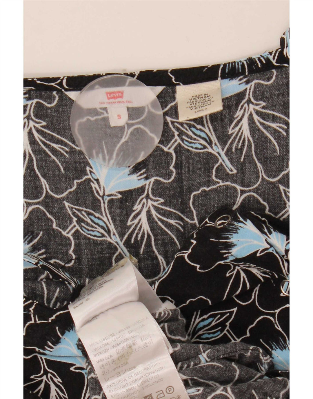Tutina corta senza maniche da donna Levi's UK 10 piccola viscosa floreale nera