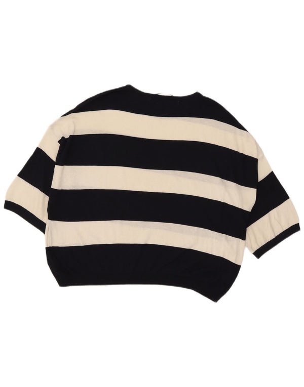 Top Zara da donna, camicetta oversize a mezza manica, UK 12, a righe bianche medie