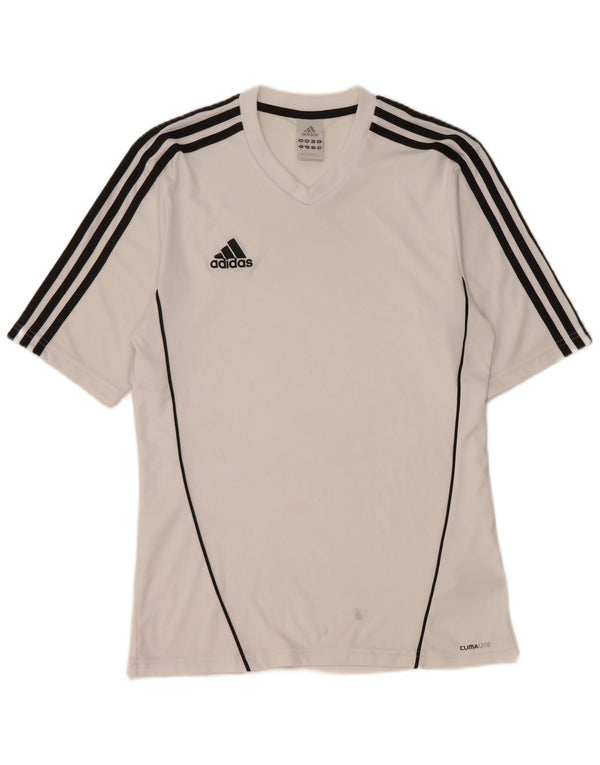 T-shirt Adidas Climalite da uomo piccola in poliestere bianco