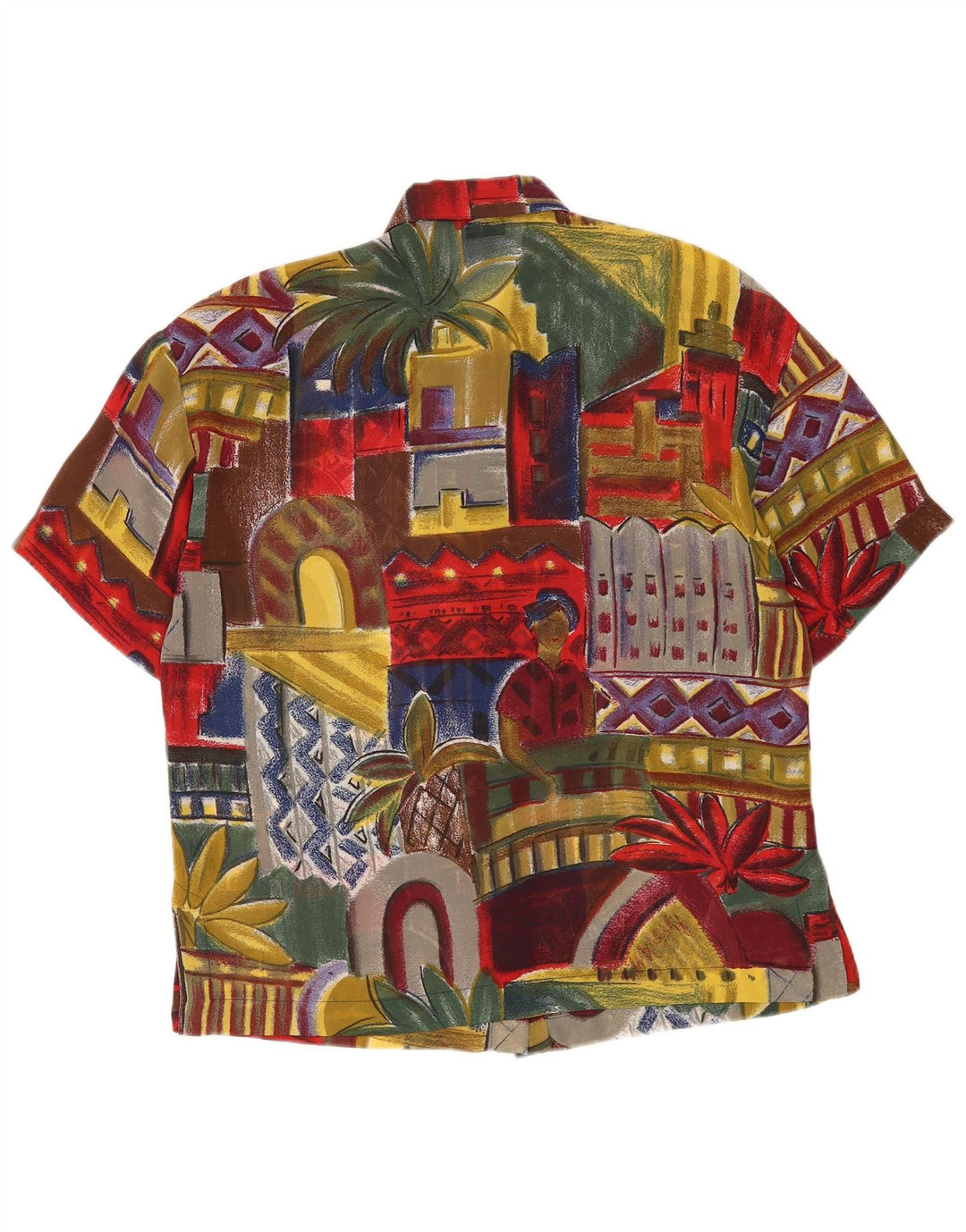 Camicetta vintage da donna a maniche corte UK 10 piccola multicolore