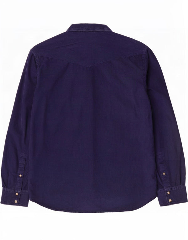 Camicia da uomo Marks & Spencer vestibilità regolare in velluto a coste cotone medio blu navy