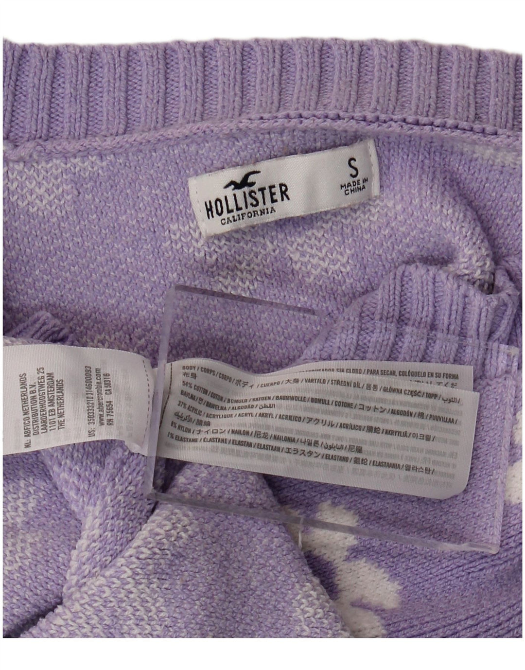 Maglione cardigan corto da donna HOLLISTER UK 10 piccolo cotone floreale viola