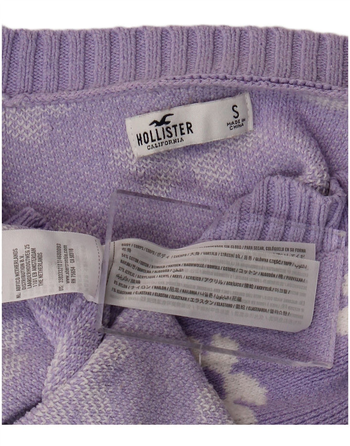Maglione cardigan corto da donna HOLLISTER UK 10 piccolo cotone floreale viola