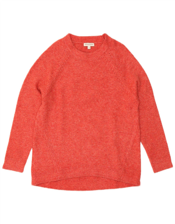 MONSOON Maglione da donna con scollo a barca UK 14 Acrilico rosso medio