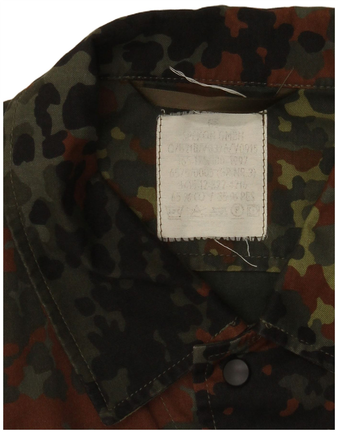 Camicia militare vintage da uomo UK 38 cotone mimetico kaki medio