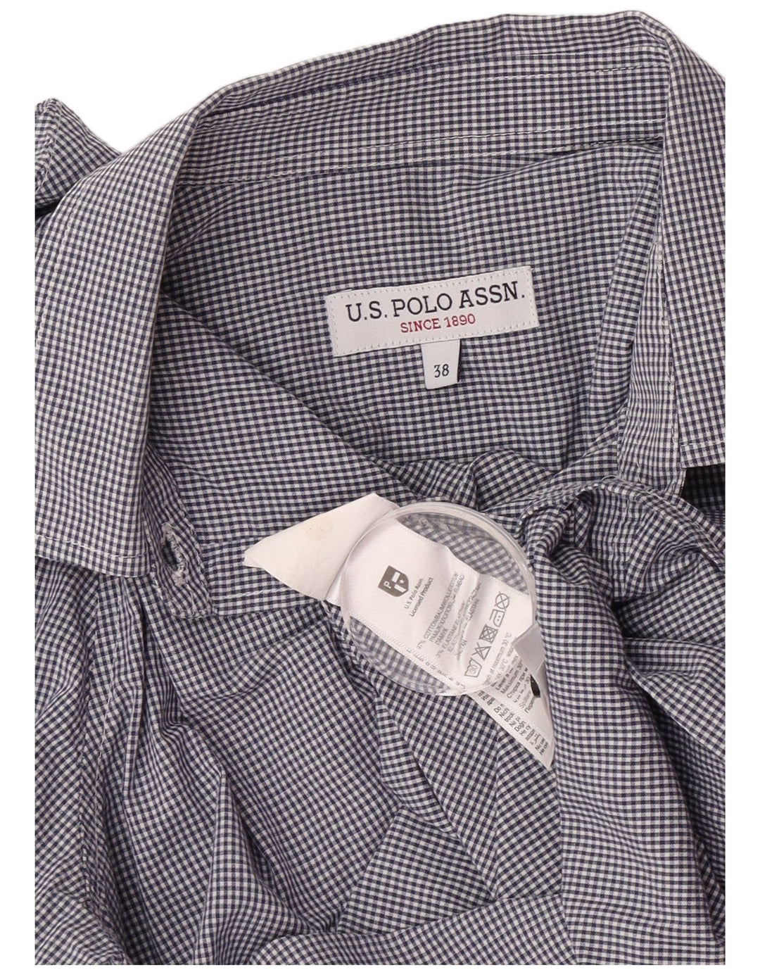 Polo Assn. Camicia da donna EU 38 cotone a quadretti blu navy medio