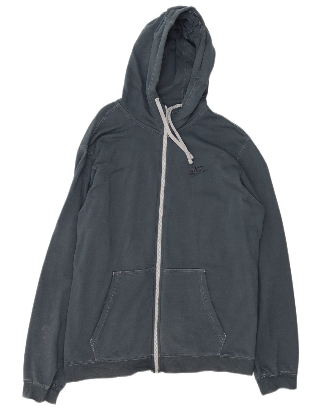 Felpa con cappuccio e zip Nike da uomo, grande, in cotone blu navy
