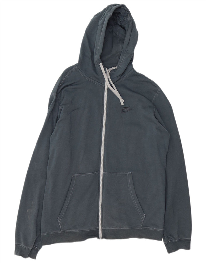 Felpa con cappuccio e zip Nike da uomo, grande, in cotone blu navy