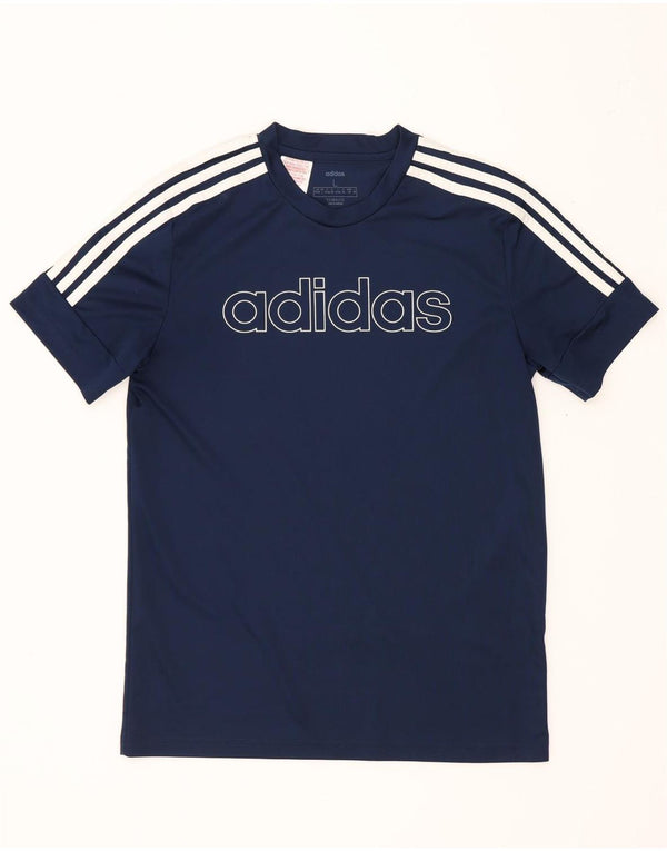 T-shirt grafica Adidas Climalite da ragazzo, 13-14 anni, grande, blu navy