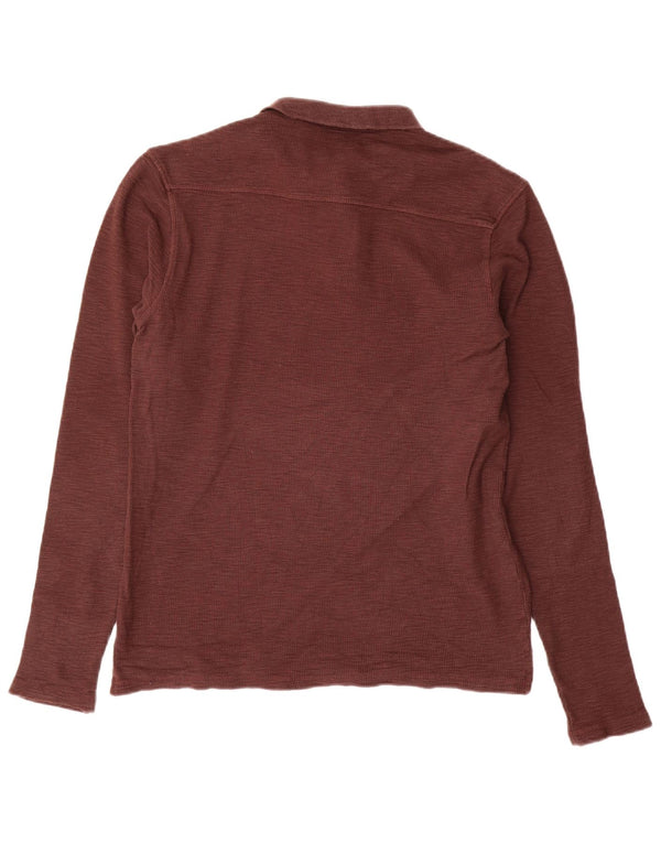 Polo da uomo a maniche lunghe, vestibilità regolare, All Saints, XS, marrone