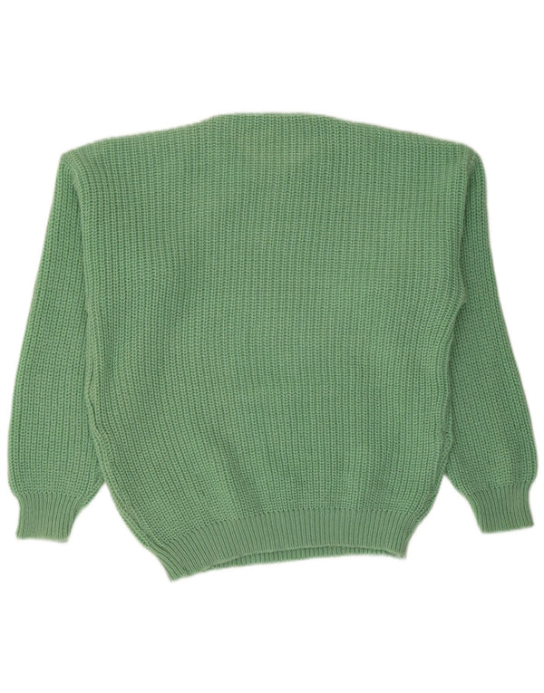 Maglione maglione girocollo da donna vintage UK 18 XL verde