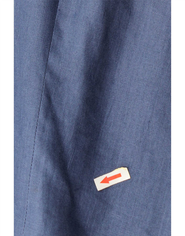 Giacca blazer vintage da uomo a 2 bottoni IT 50 grande lino blu