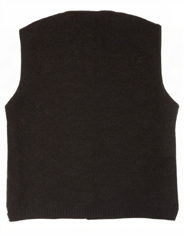Rodes Mens Sleeveless Cardigan Sweater Large Grey Fair Isle Acrylic