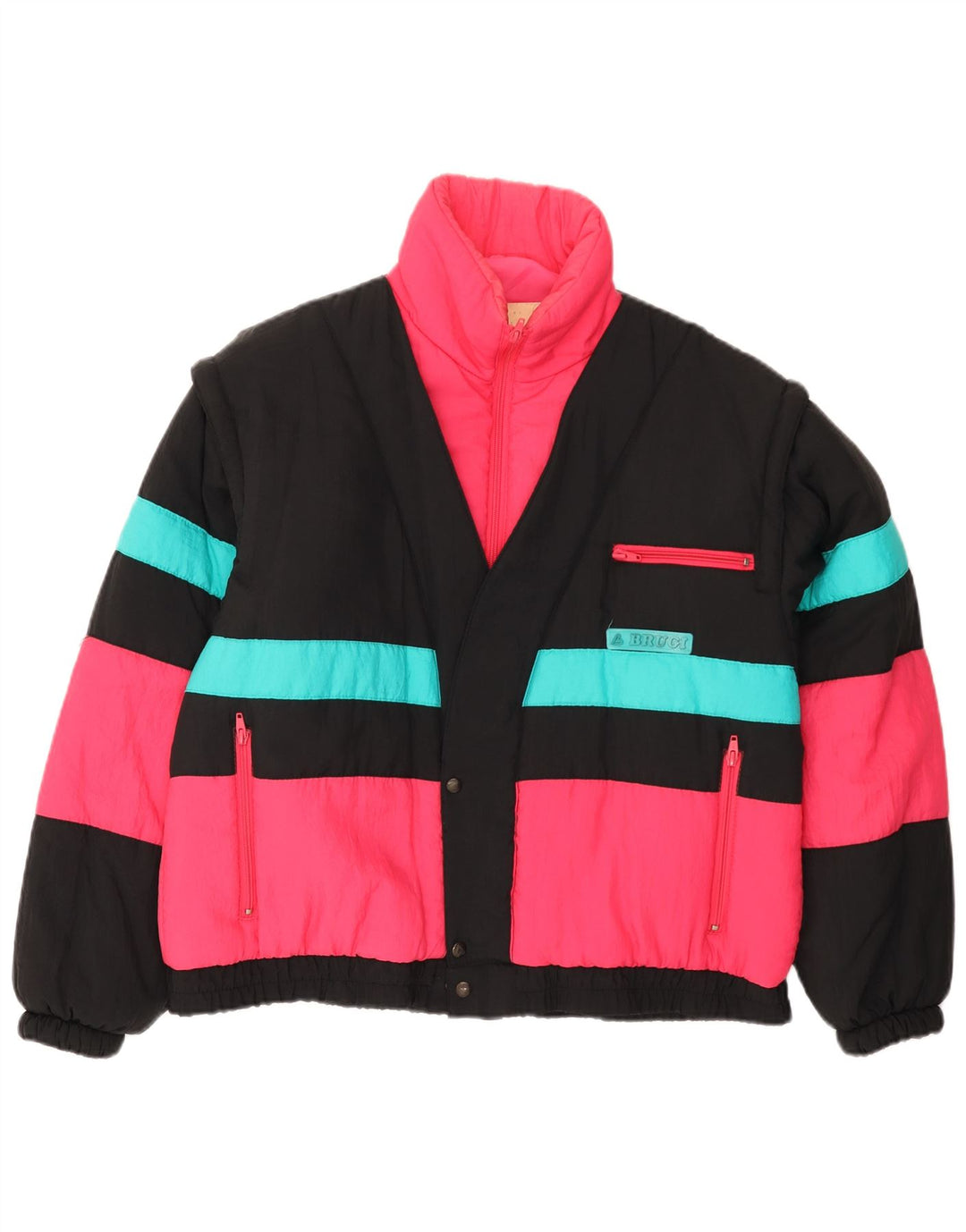 Giacca imbottita da uomo Brugi UK 36 piccola in nylon color block multicolore