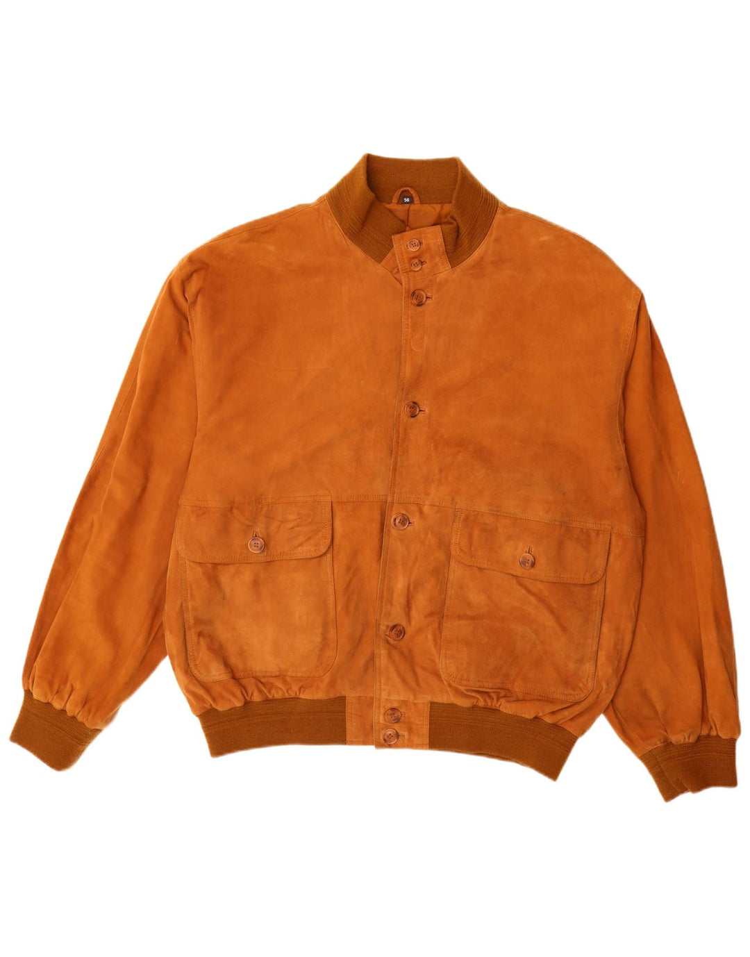 Giubbotto bomber vintage in pelle scamosciata da uomo IT 56 3XL in pelle marrone
