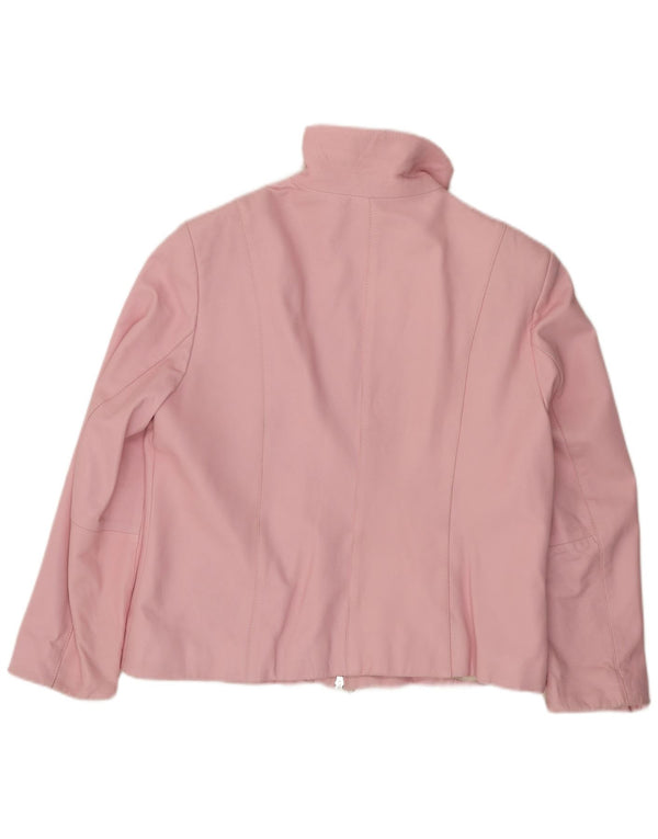 CABRINI Giacca in pelle da donna UK 16 Grande in pelle rosa