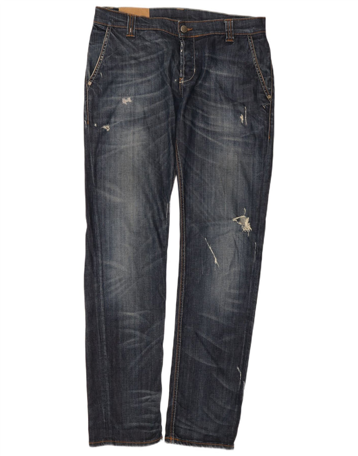 Dondup Jeans dritti invecchiati da uomo W34 L33 Blu