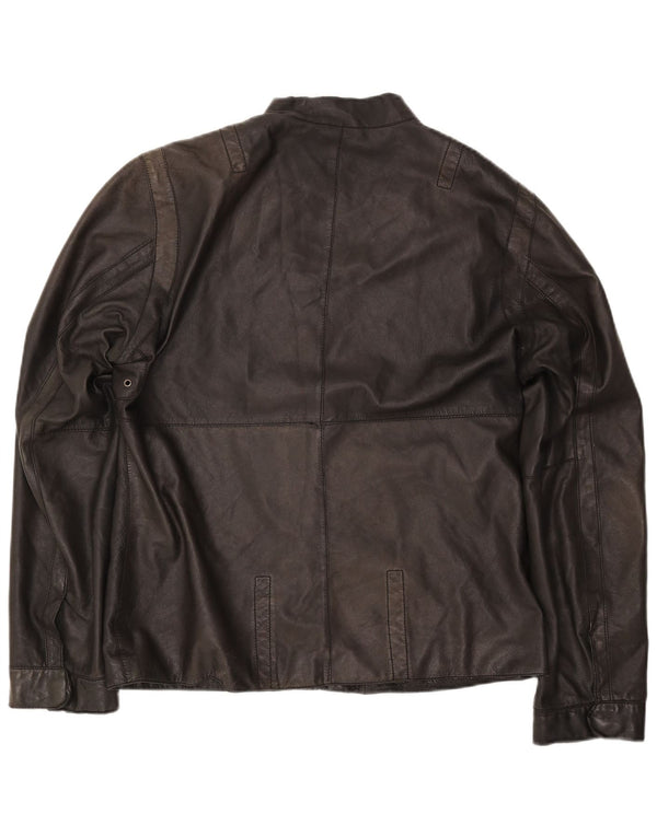 TED BAKER Giacca in pelle da uomo taglia 5 XL Pelle nera