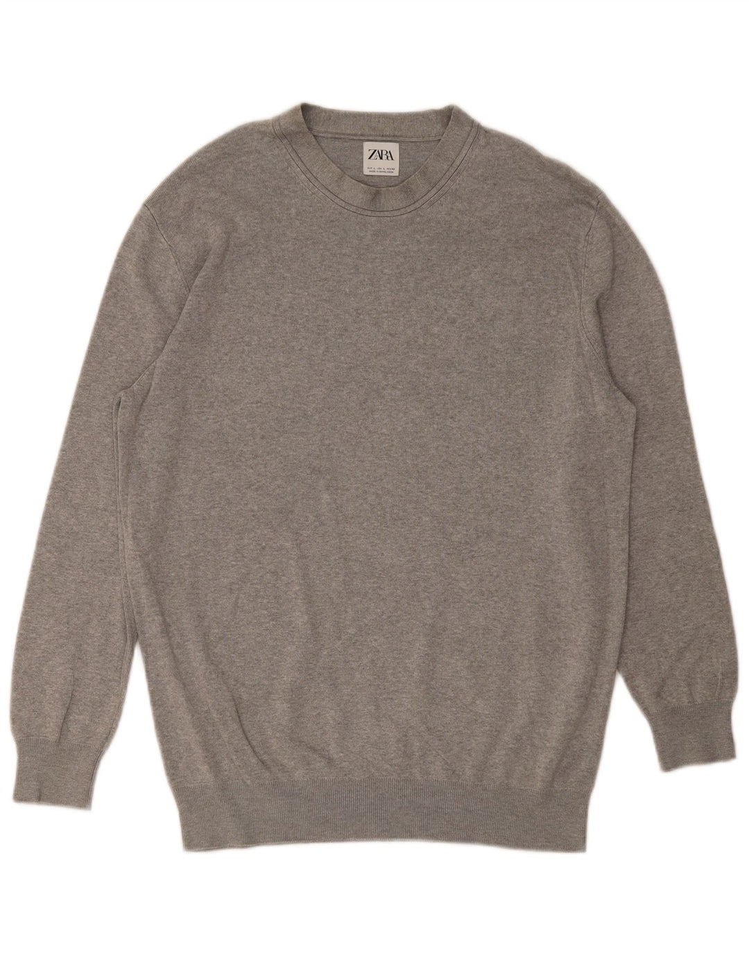 Maglione ZARA da uomo girocollo grande in viscosa grigia