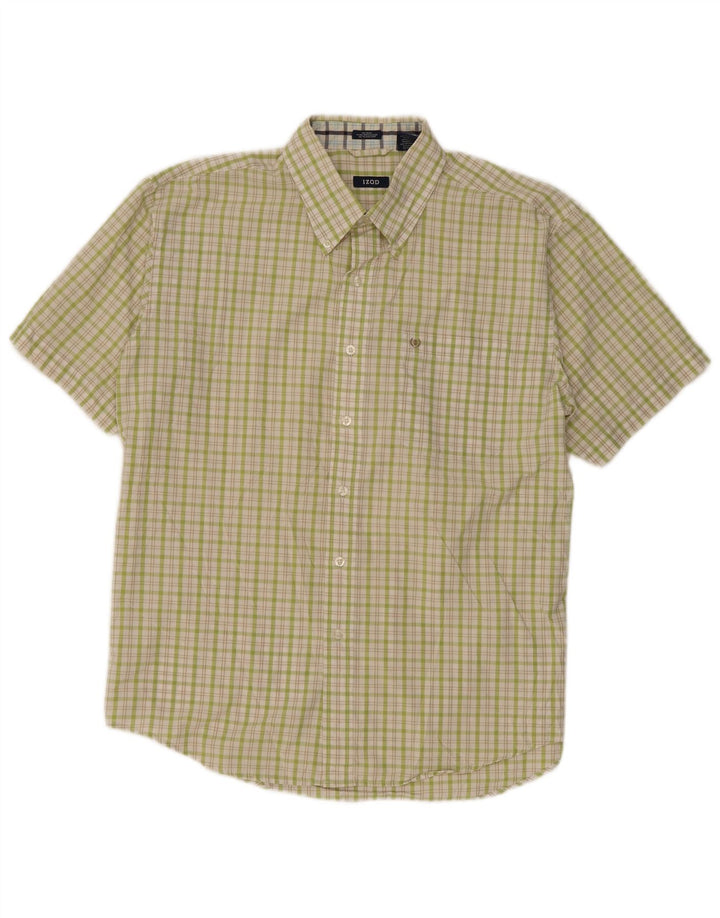 Camicia da uomo a quadri Regular Fit Izod, cotone a quadri verdi grandi