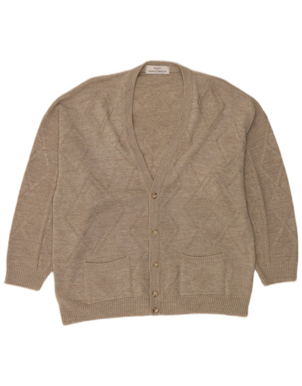 MARKS & SPENCER Maglione cardigan vestibilità ampia da uomo UK 41/43 Large Beige