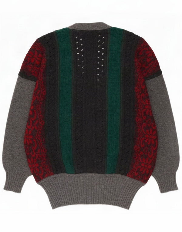 Umberto Bilancioni Maglione Cardigan Donna IT 46 Large Grigio Fair Isle