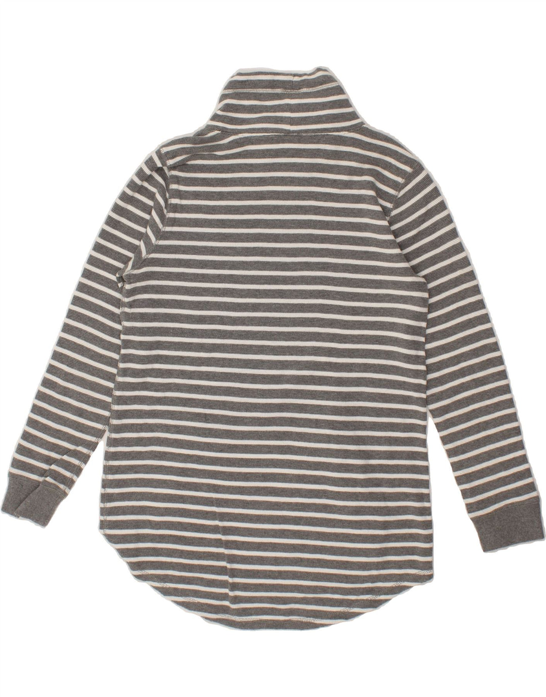 J. CREW Womens Roll Neck Sweatshirt Jumper UK 14 Medium Grey Striped Vintage J. Crew and Second-Hand J. Crew from Messina Hembry 