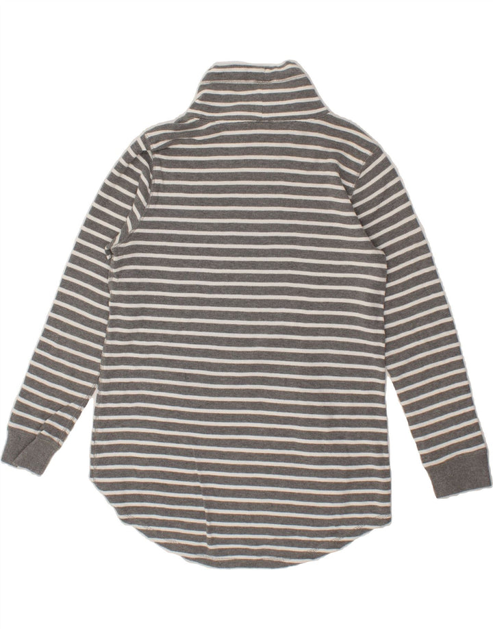 J. CREW Womens Roll Neck Sweatshirt Jumper UK 14 Medium Grey Striped Vintage J. Crew and Second-Hand J. Crew from Messina Hembry 