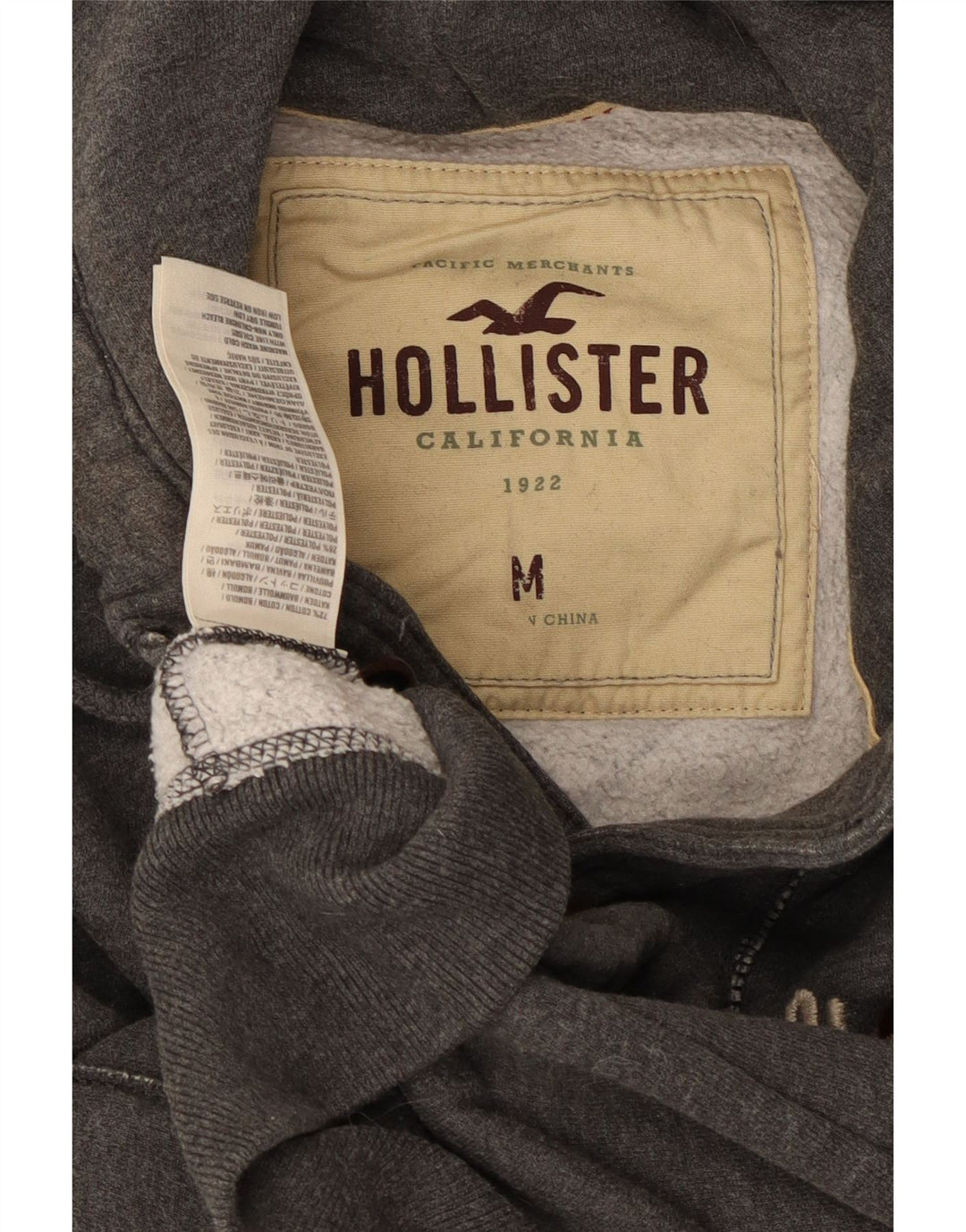 Giacca da ginnastica da uomo con cappuccio grafico HOLLISTER in cotone grigio medio