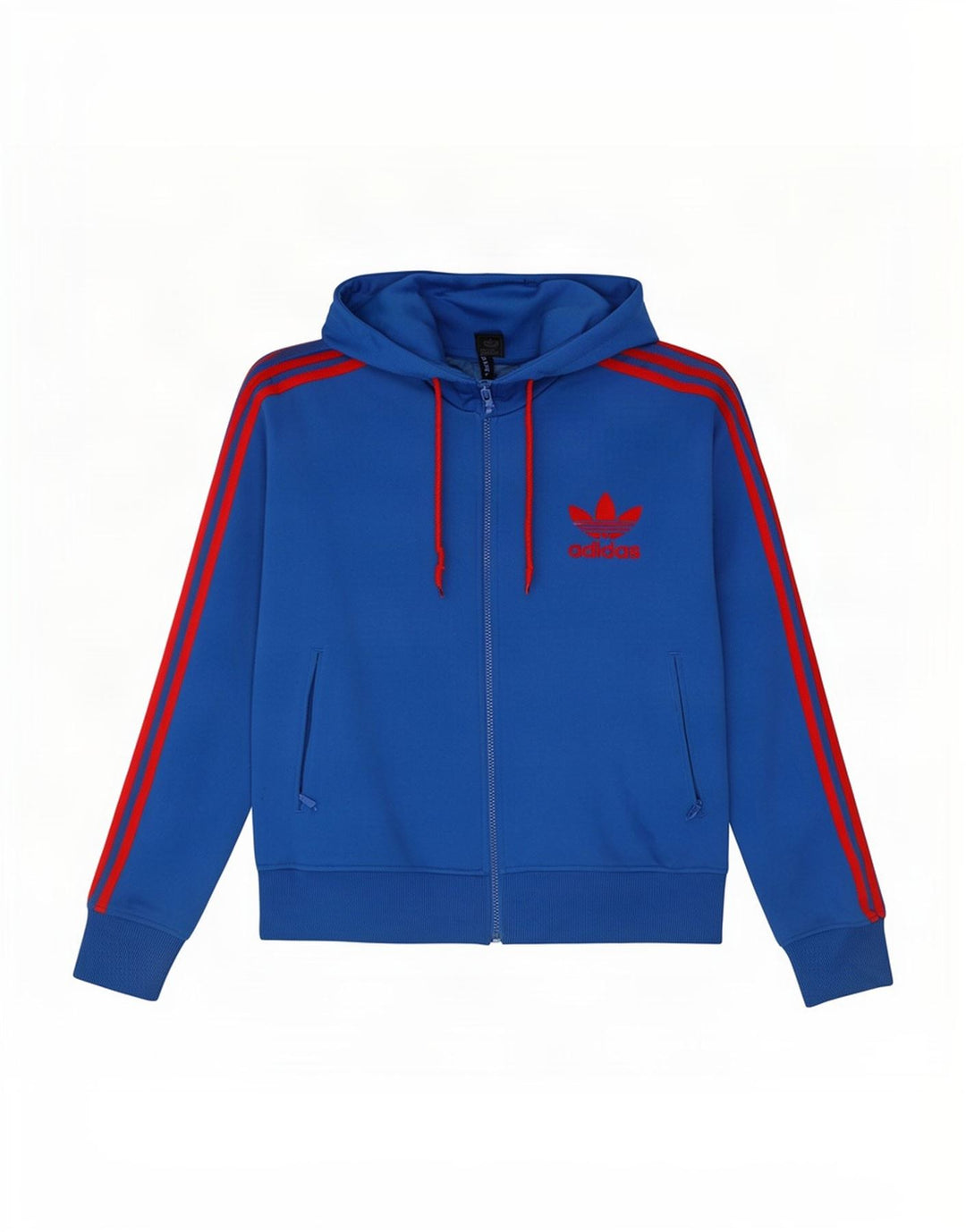 Felpa con cappuccio e zip Adidas da uomo grande blu