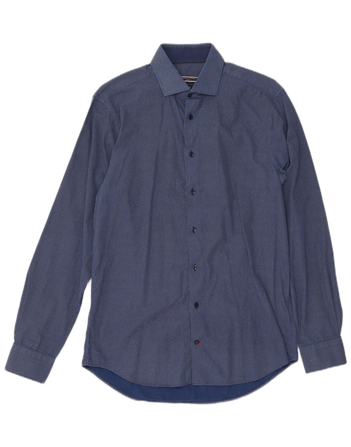 TOMMY HILFIGER Camicia da uomo con motivo astratto taglia 15 1/2 39 blu navy medio