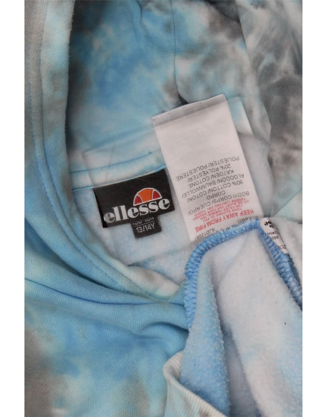 Maglione con cappuccio per ragazzi ELLESSE 13-14 anni in cotone tie dye blu