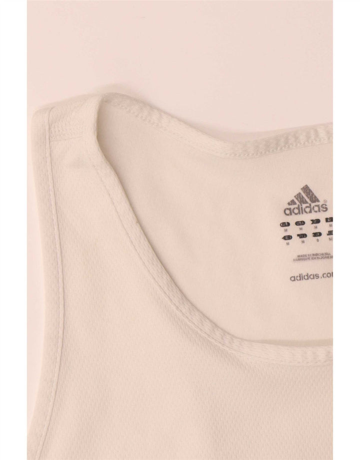 Canotta Adidas Climalite da uomo, poliestere bianco medio
