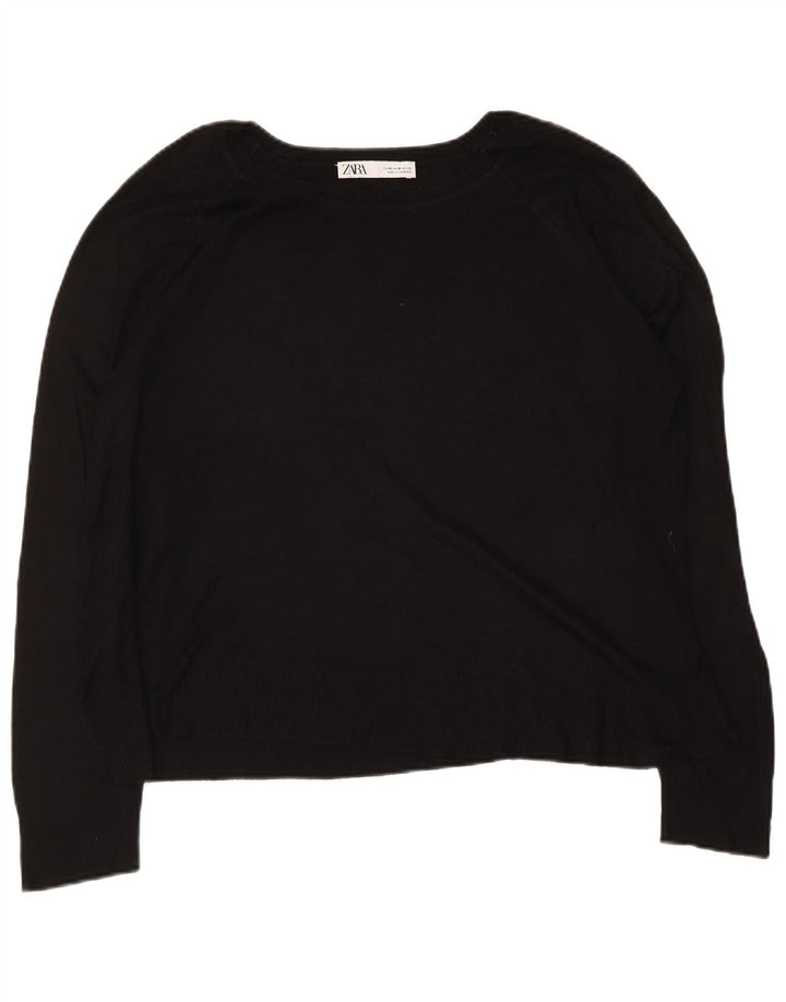 Maglione maglione con scollo a barca da donna Zara UK 14 medio nero