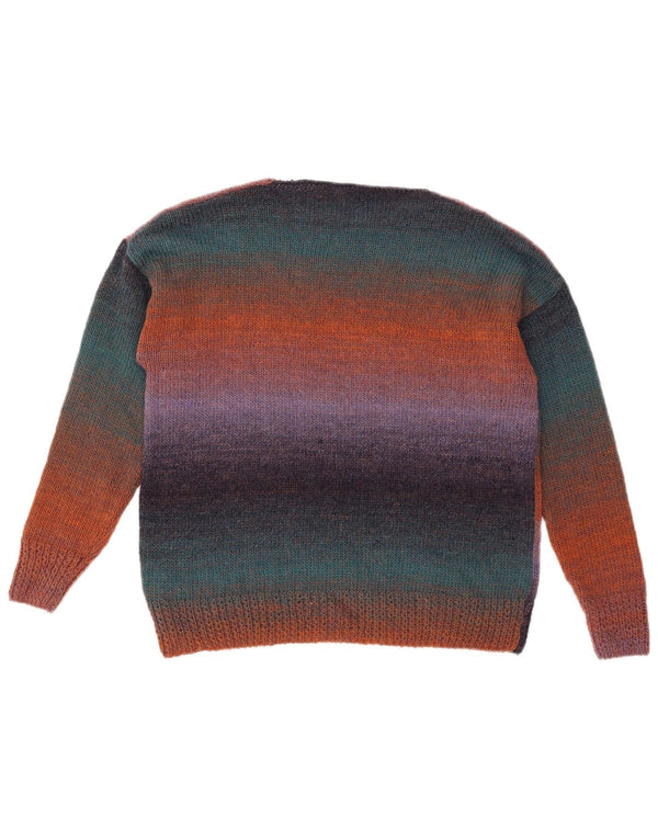 Maglione maglione con scollo a barca da donna VINTAGE UK 18 XL a righe multicolori