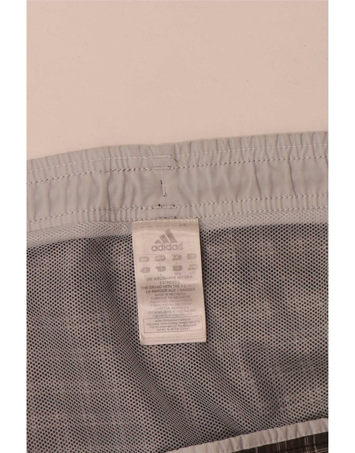 Pantaloncini da bagno da uomo Adidas grandi in poliestere a quadri kaki