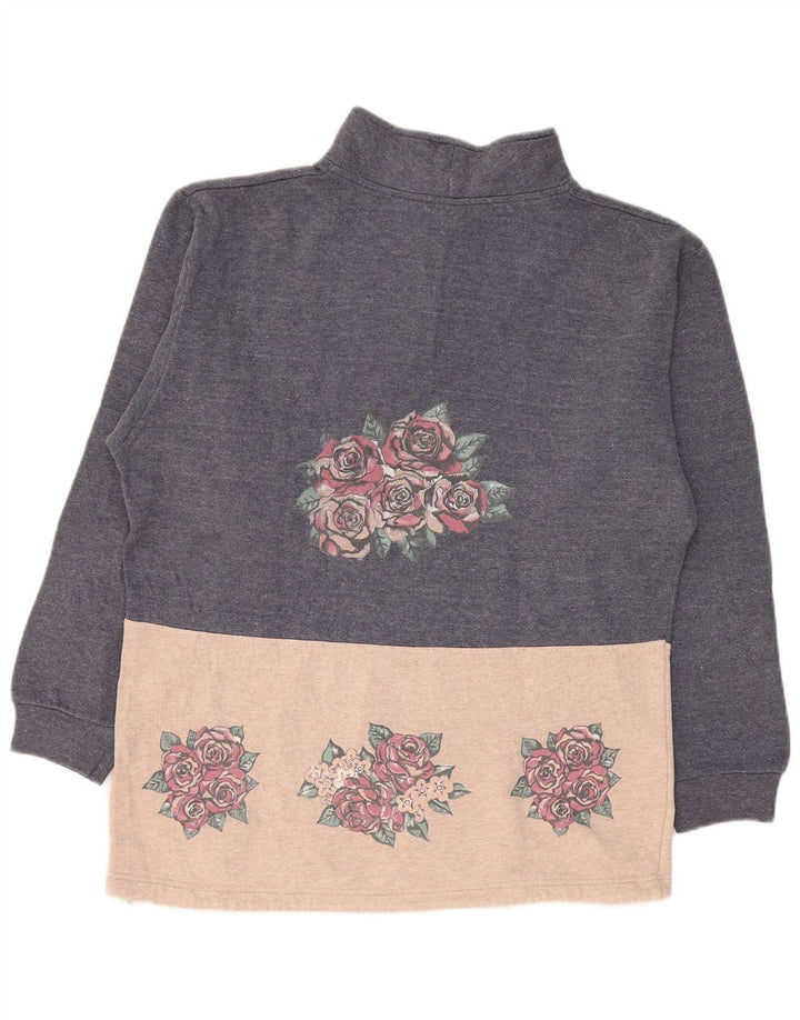 CAMPAGNOLO Felpa con grafica da donna Maglione UK 18 XL Blu navy floreale