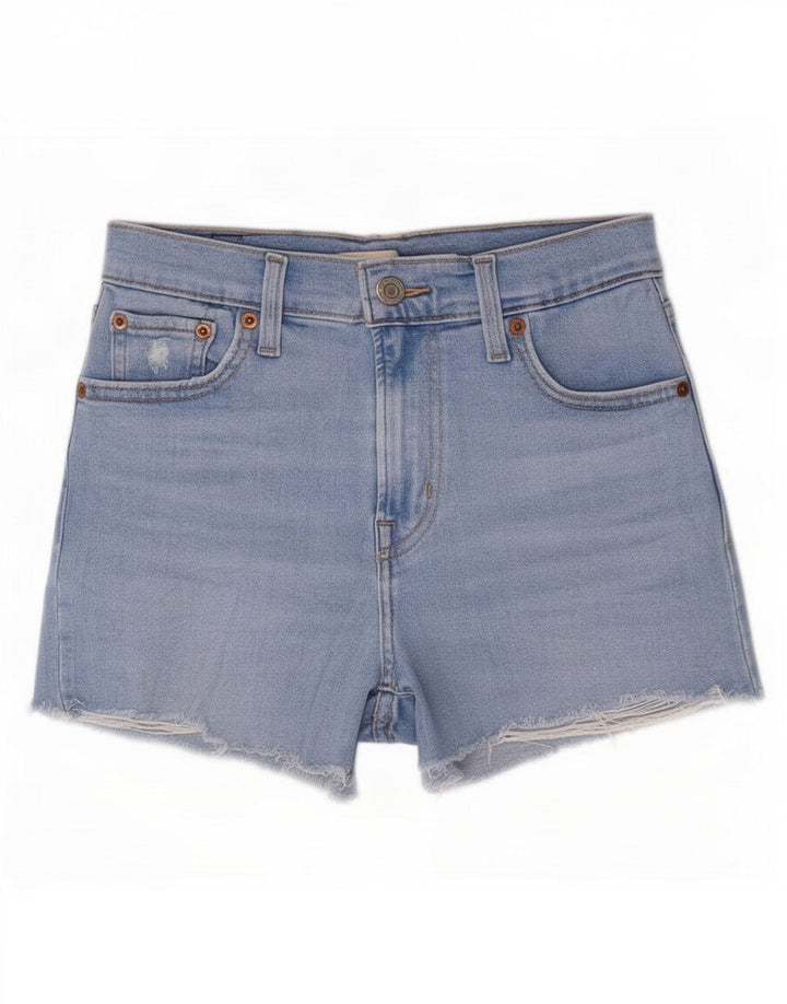 Pantaloncini di jeans invecchiati Levi's da donna piccoli W26 in cotone blu