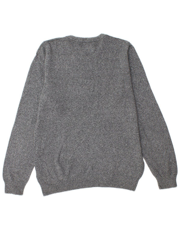 Maglione maglione girocollo da uomo Marks & Spencer piccolo cotone chiazzato grigio