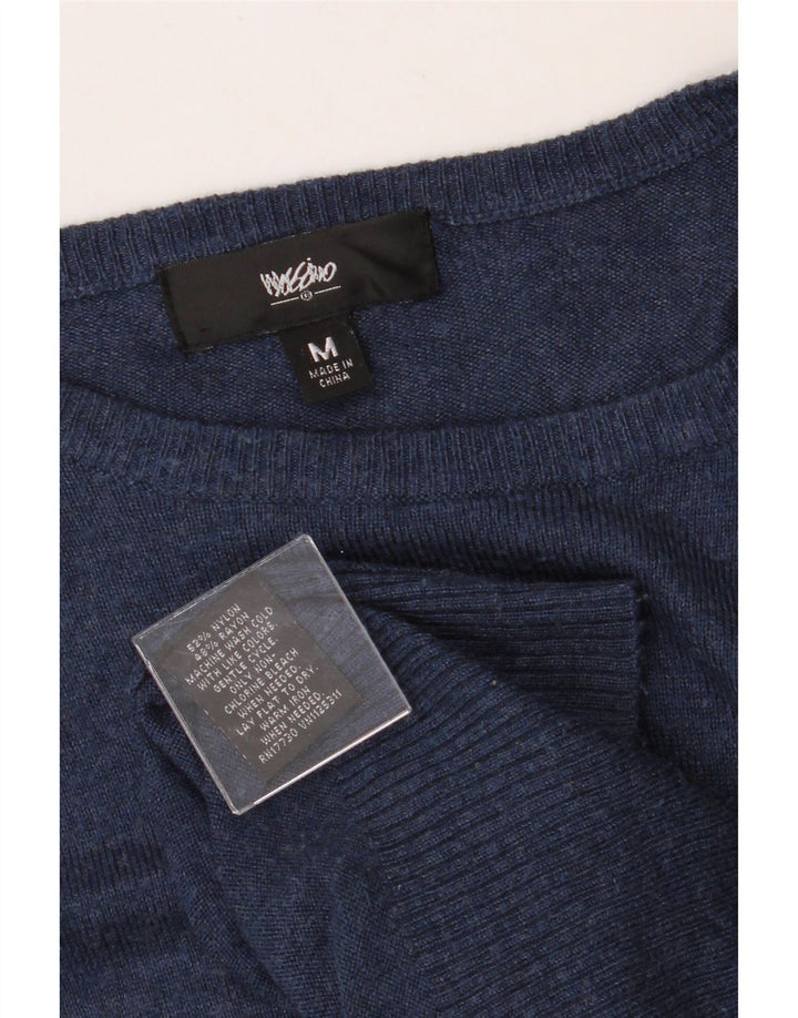 MOSSIMO Womens Boat Neck Jumper Sweater UK 12 Medium Navy Blue Nylon Vintage Mossimo and Second-Hand Mossimo from Messina Hembry 