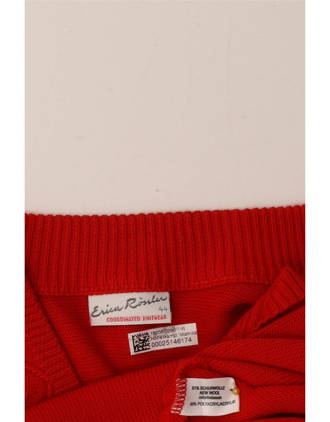 Maglione cardigan vintage da donna EU 44 XL lana rossa