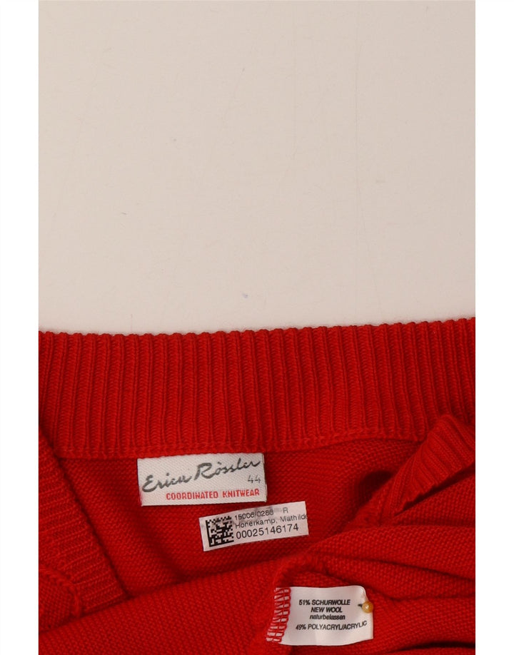 Maglione cardigan vintage da donna EU 44 XL lana rossa