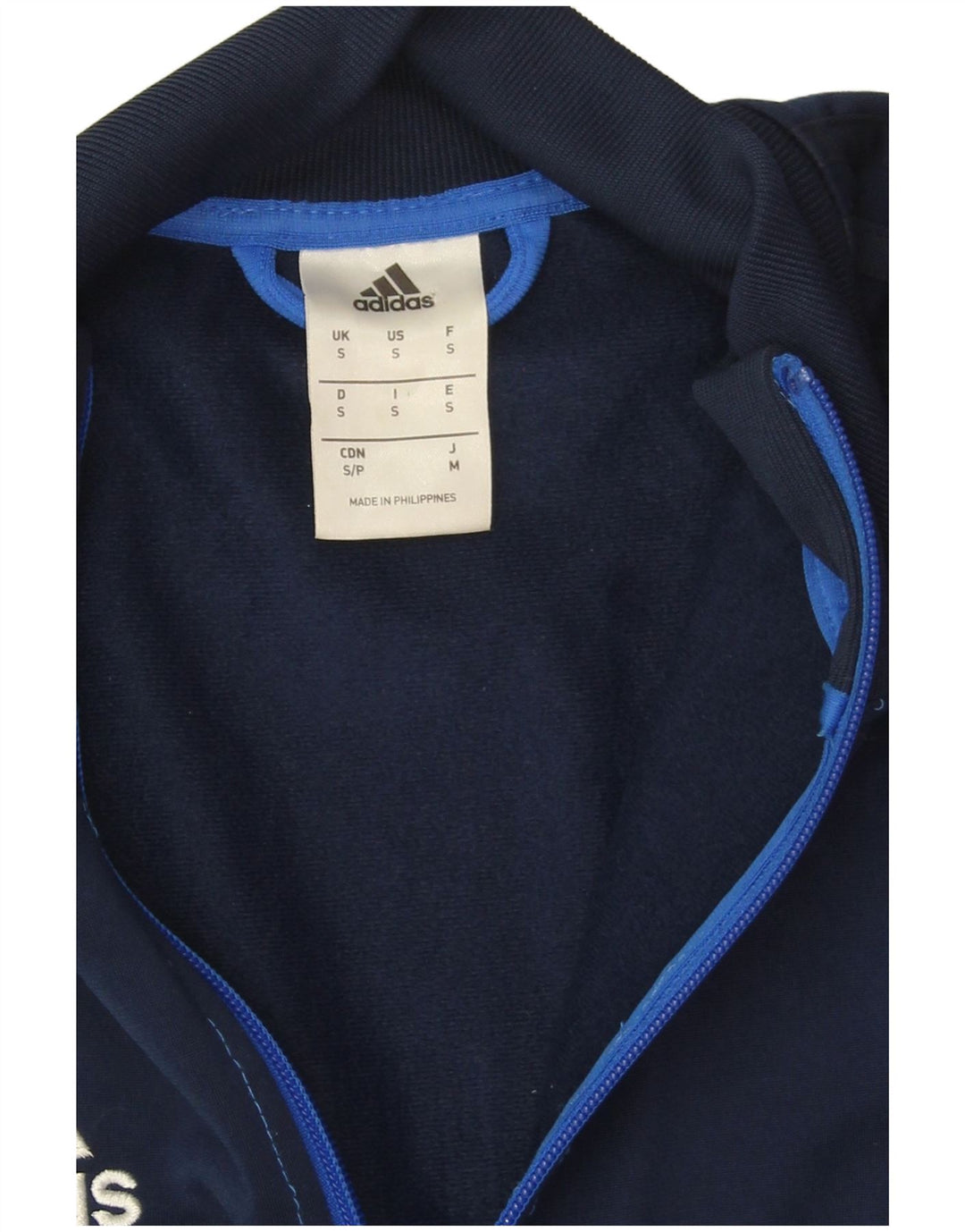 Giacca da ginnastica da uomo Adidas piccola in poliestere color block blu navy