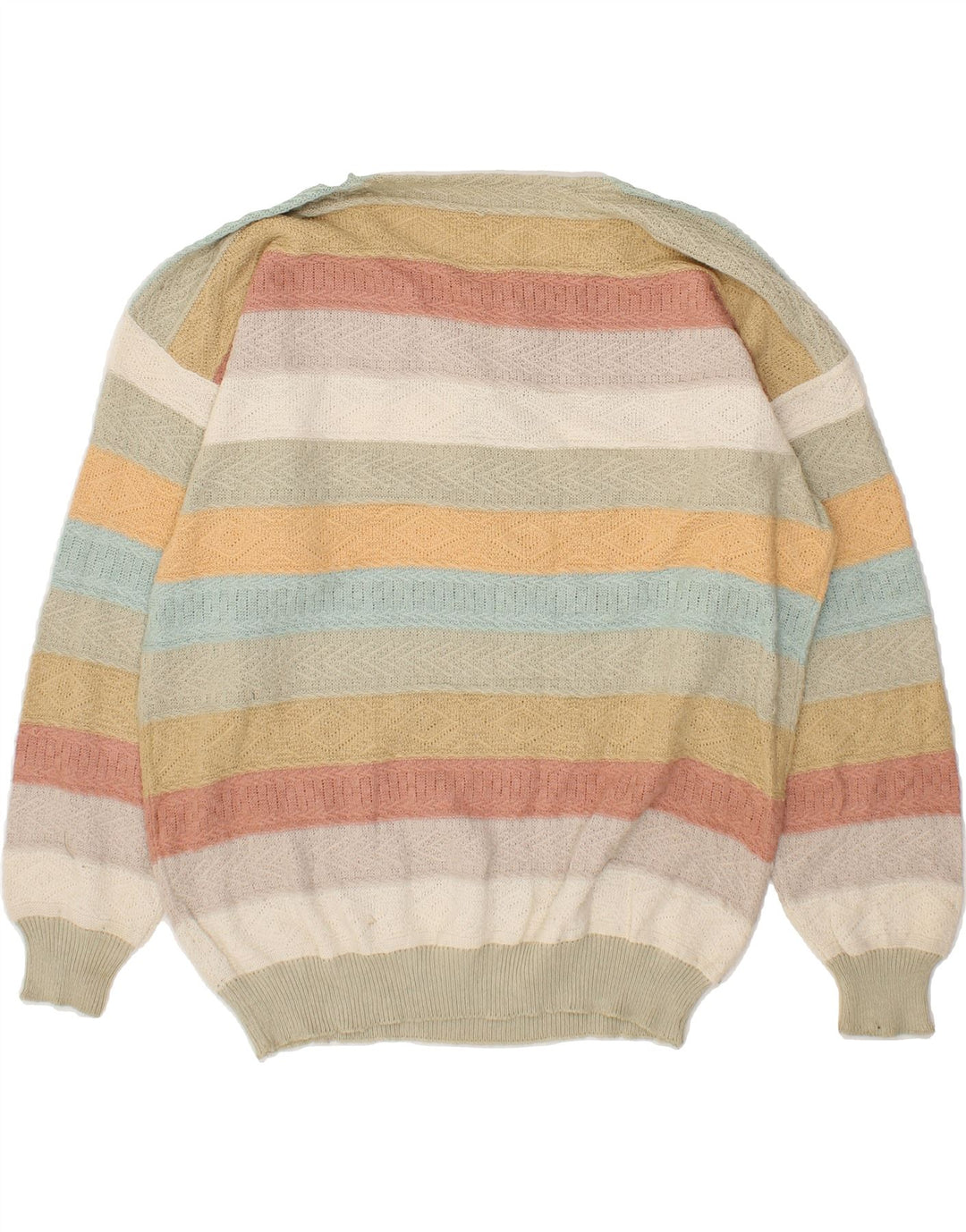 VINTAGE Womens V-Neck Jumper Sweater UK 16 Large Multicoloured Striped Vintage Vintage and Second-Hand Vintage from Messina Hembry 