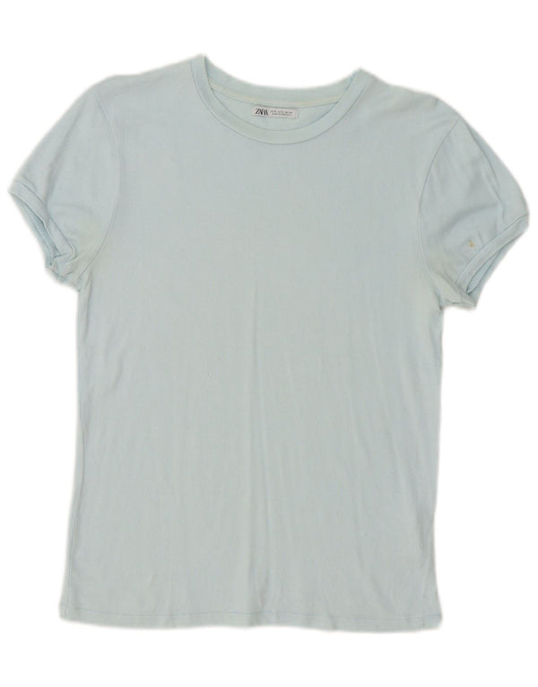 T-shirt Zara da donna Top UK 10 Small blu in viscosa